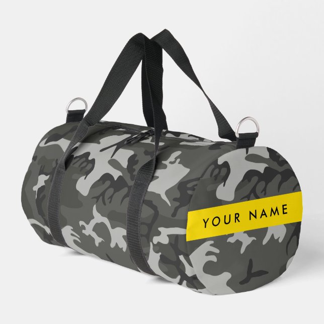Gray Camouflage Pattern, Your name, Personalize Duffle Bag (Linke Seite)
