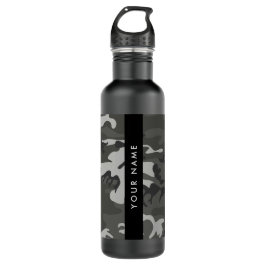 Gray Camouflage Pattern, Your name, Personalize Edelstahlflasche