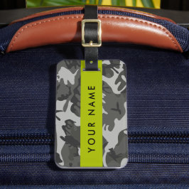 Gray Camouflage Pattern, Your name, Personalize Gepäckanhänger