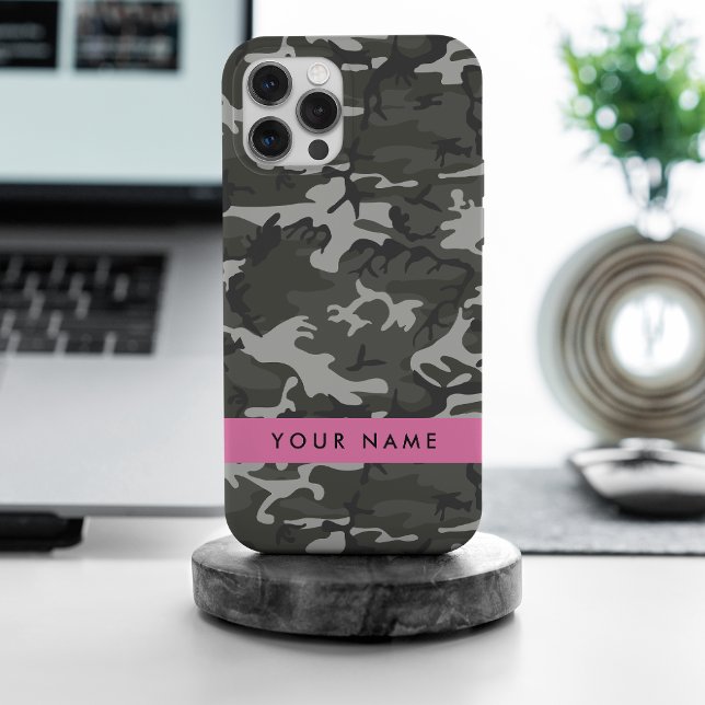 Gray Camouflage Pattern, Your name, Personalize iPhone 15 Pro Max Hülle (Von Creator hochgeladen)