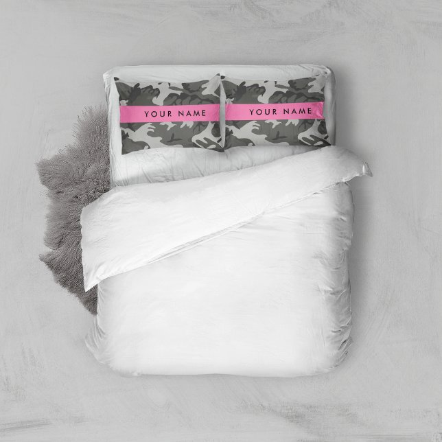 Gray Camouflage Pattern, Your name, Personalize Kissenbezug (Von Creator hochgeladen)