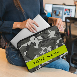 Gray Camouflage Pattern, Your name, Personalize Laptopschutzhülle