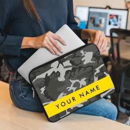 Gray Camouflage Pattern, Your name, Personalize Laptopschutzhülle