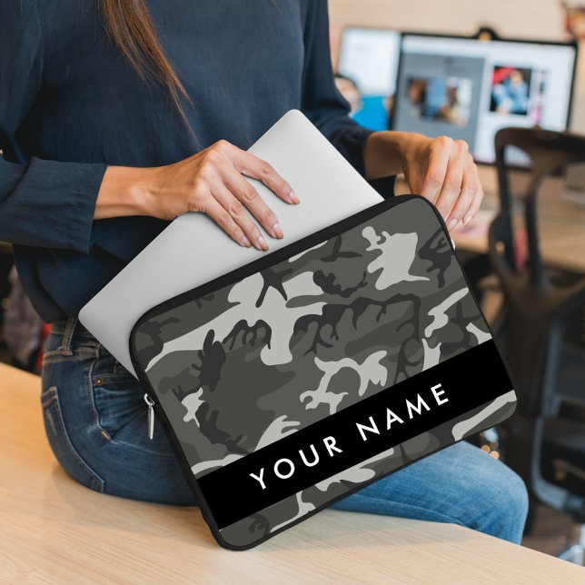 Gray Camouflage Pattern, Your name, Personalize Laptopschutzhülle (Von Creator hochgeladen)