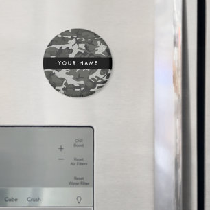 Gray Camouflage Pattern, Your name, Personalize Magnet