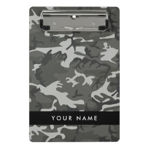 Gray Camouflage Pattern, Your name, Personalize Mini Klemmbrett