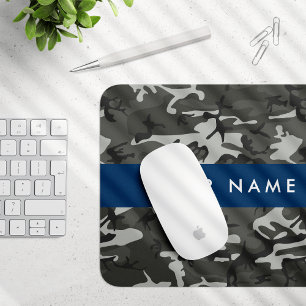Gray Camouflage Pattern, Your name, Personalize Mousepad