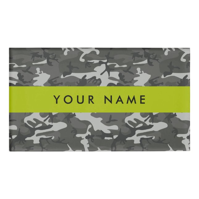 Gray Camouflage Pattern, Your name, Personalize Namenschild (Vorderseite)
