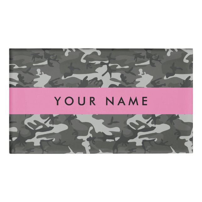 Gray Camouflage Pattern, Your name, Personalize Namenschild (Vorderseite)