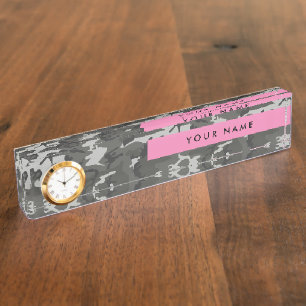 Gray Camouflage Pattern, Your name, Personalize Namensplakette