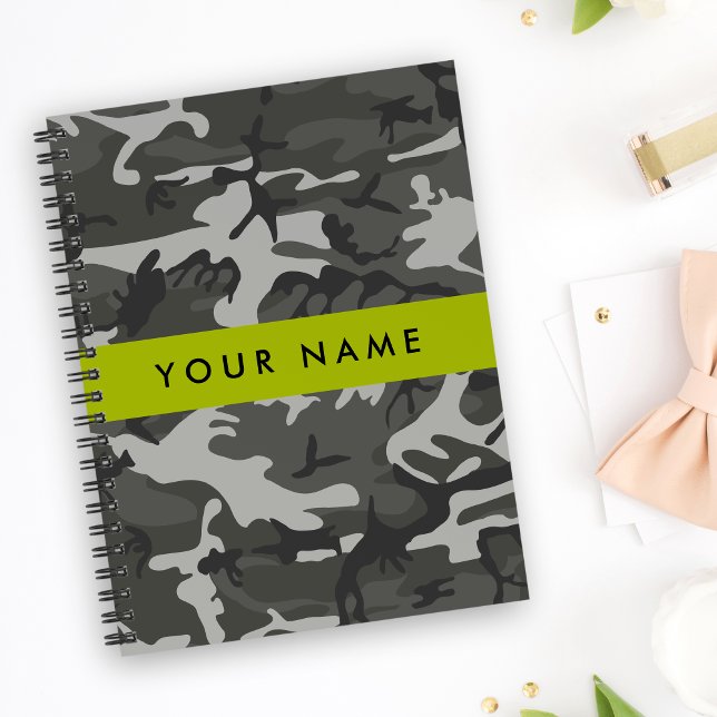 Gray Camouflage Pattern, Your name, Personalize Notizblock (Von Creator hochgeladen)
