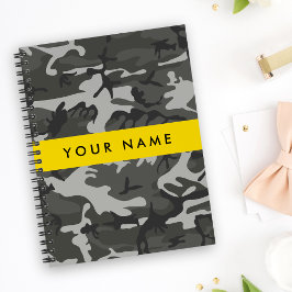 Gray Camouflage Pattern, Your name, Personalize Notizbuch