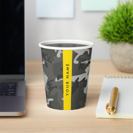 Gray Camouflage Pattern, Your name, Personalize Pappbecher