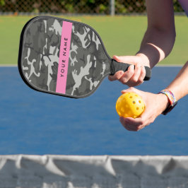 Gray Camouflage Pattern, Your name, Personalize Pickleball Schläger
