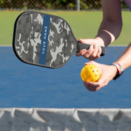 Gray Camouflage Pattern, Your name, Personalize Pickleball Schläger