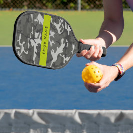 Gray Camouflage Pattern, Your name, Personalize Pickleball Schläger