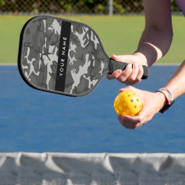 Gray Camouflage Pattern, Your name, Personalize Pickleball Schläger