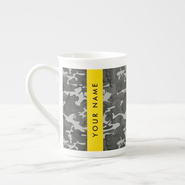 Gray Camouflage Pattern, Your name, Personalize Prozellantasse (Links)