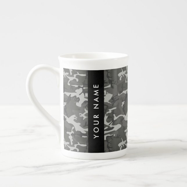 Gray Camouflage Pattern, Your name, Personalize Prozellantasse (Links)