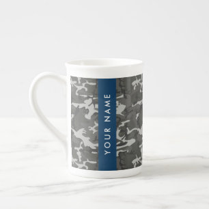 Gray Camouflage Pattern, Your name, Personalize Prozellantasse