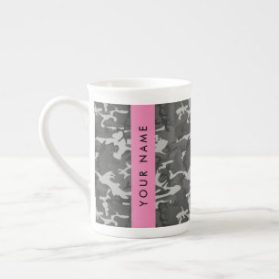 Gray Camouflage Pattern, Your name, Personalize Prozellantasse