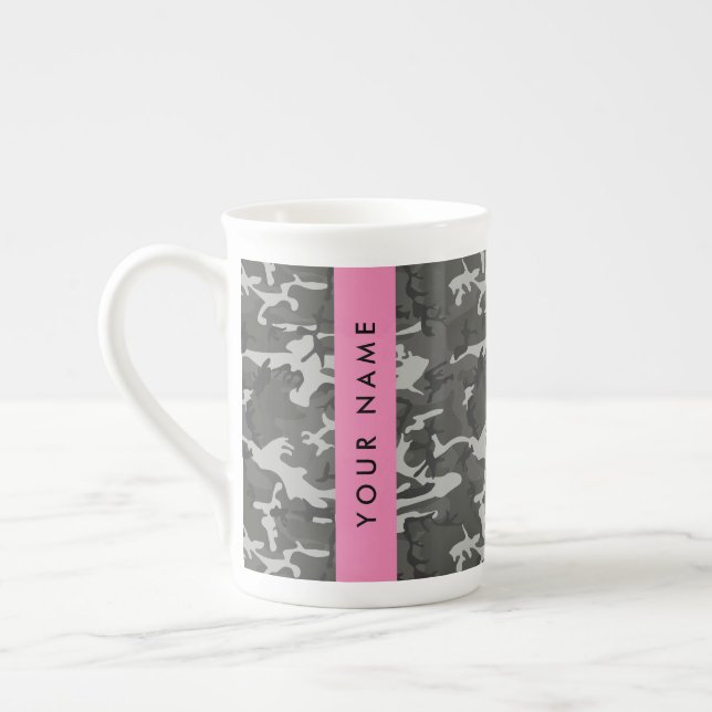 Gray Camouflage Pattern, Your name, Personalize Prozellantasse (Links)