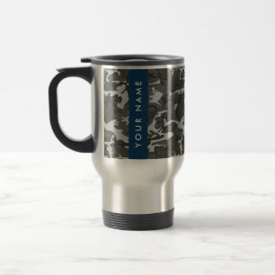 Gray Camouflage Pattern, Your name, Personalize Reisebecher