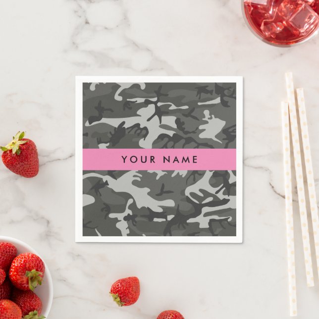 Gray Camouflage Pattern, Your name, Personalize Serviette (Beispiel)