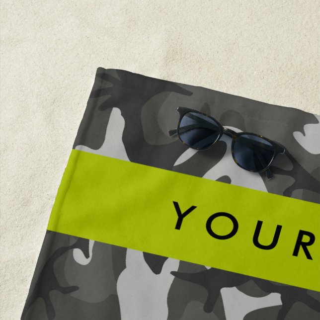 Gray Camouflage Pattern, Your name, Personalize Strandtuch (Beispiel)