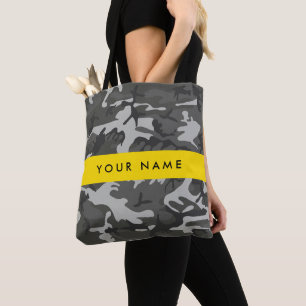 Gray Camouflage Pattern, Your name, Personalize Tasche