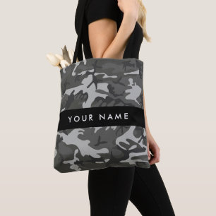Gray Camouflage Pattern, Your name, Personalize Tasche
