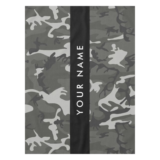 Gray Camouflage Pattern, Your name, Personalize Tischdecke (Vorderseite)