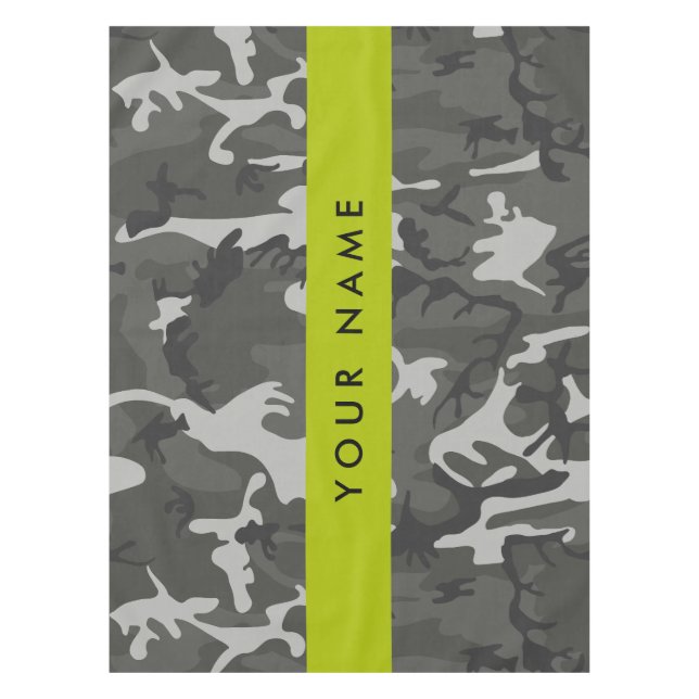 Gray Camouflage Pattern, Your name, Personalize Tischdecke (Vorderseite)