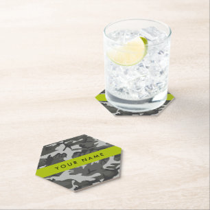 Gray Camouflage Pattern, Your name, Personalize Untersetzer
