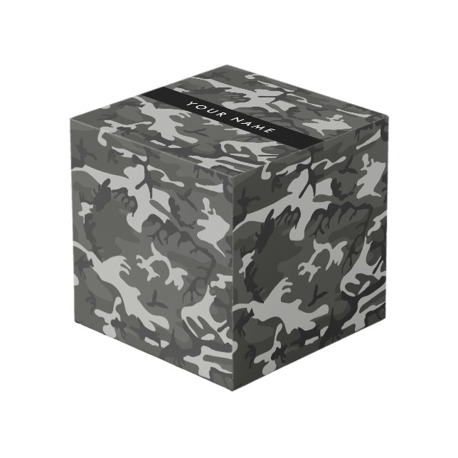 Gray Camouflage Pattern, Your name, Personalize Würfel (Vorderseite Schrägansicht)