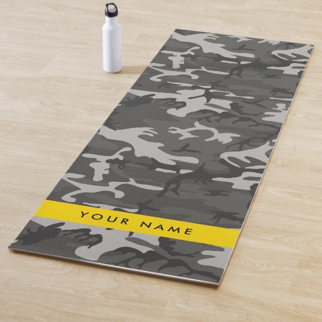 Gray Camouflage Pattern, Your name, Personalize Yogamatte (Beispiel)