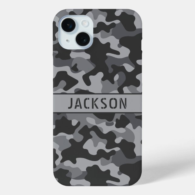 Gray Camouflage Personalized Case-Mate iPhone Hülle (Rückseite)