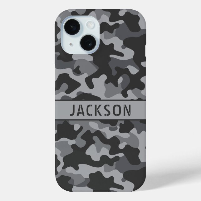 Gray Camouflage Personalized Case-Mate iPhone Hülle (Rückseite)