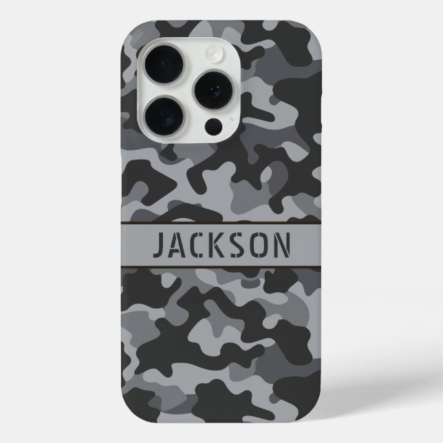 Gray Camouflage Personalized Case-Mate iPhone Hülle (Rückseite)