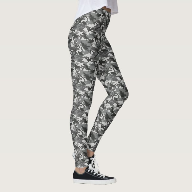 Gray Camouflage Print Women's Leggings (Rechts)