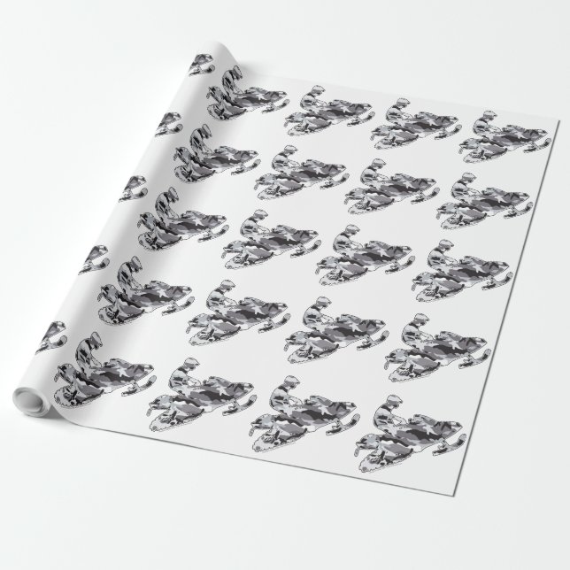 Gray Camouflage Snowmobiler Geschenkpapier (Ungerollt)