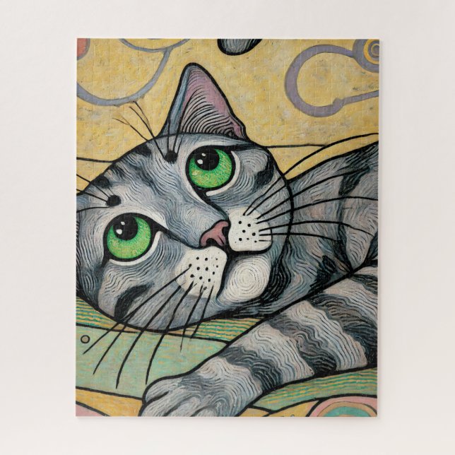 Gray Cat 500 Piece Puzzle (Vertical)