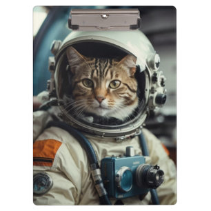 Gray Cat Astronaut im Weltraum Klemmbrett