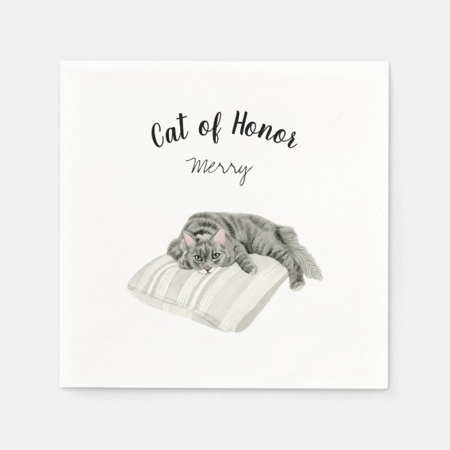 Gray Cat Cocktail Napkins Serviette (Vorderseite)