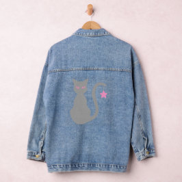 Gray Cat Denim Jacket Jeansjacke