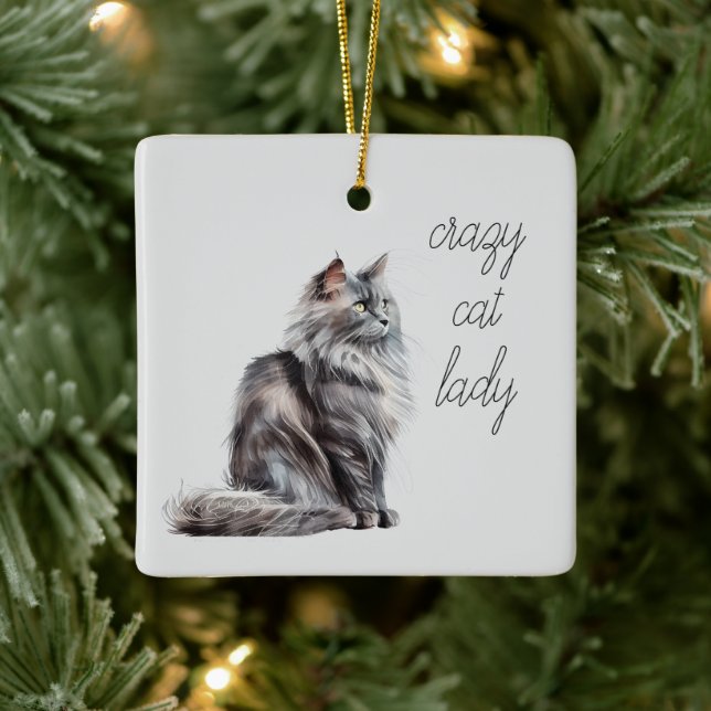 Gray Cat Keramikornament (Baum)