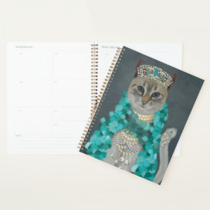 Gray Cat Mit Glockenportrait verziert Planer