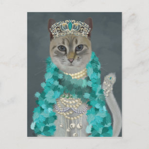 Gray Cat   Mit Glockenportrait verziert Postkarte