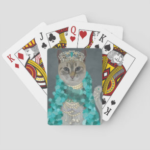 Gray Cat   Mit Glockenportrait verziert Spielkarten