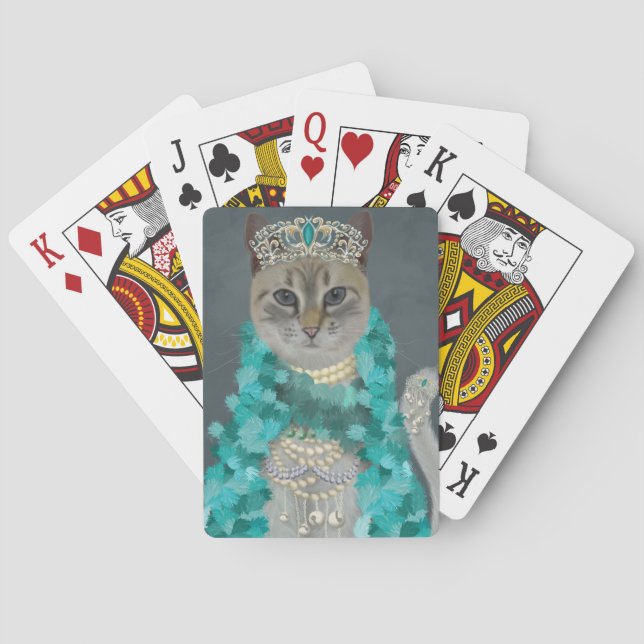 Gray Cat | Mit Glockenportrait verziert Spielkarten (Rückseite)